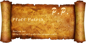 Pfaff Patrik névjegykártya